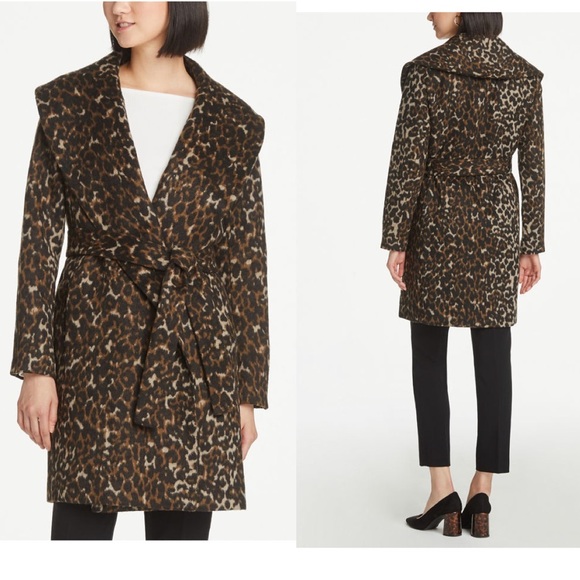 Ann Taylor Jackets & Blazers - NWT Ann Taylor  Leopard Print  Wrap Wool Coat
